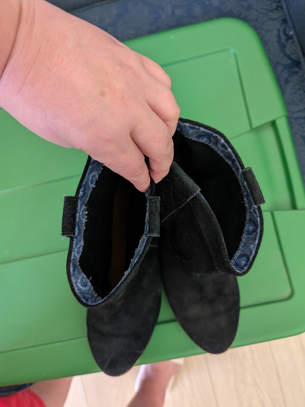 Toms Black Suede Ankle Booties with Low Heel - Picture 5 of 13
